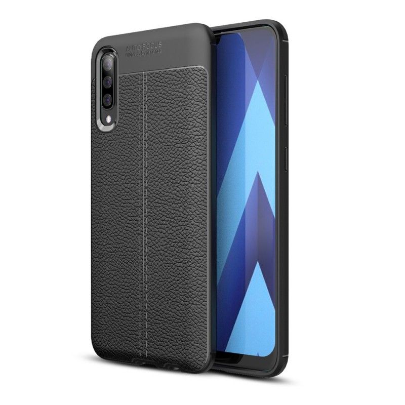 Hoesje Samsung Galaxy A50 Rood Zwart Dubbellijns Lychee Leereffect