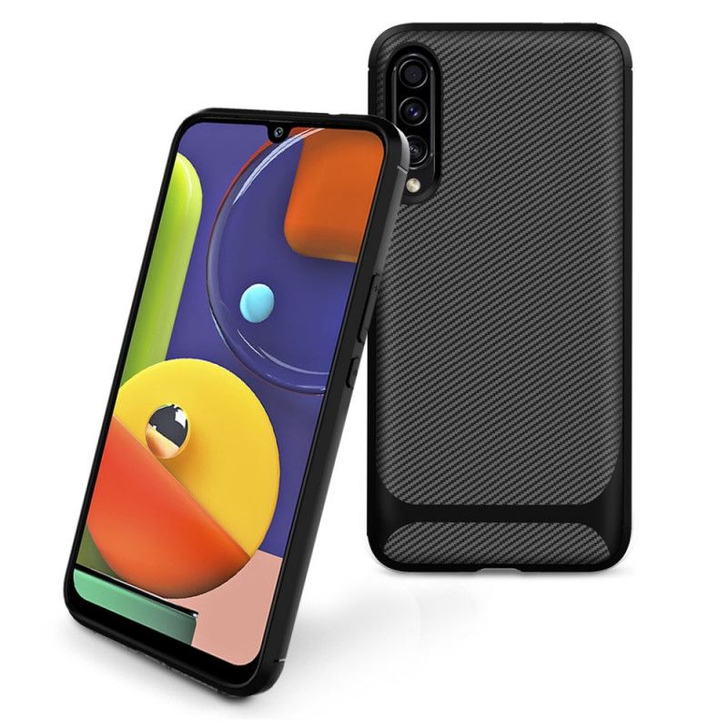 Hoesje Samsung Galaxy A50 Rood Zwart Moderne Flexibele Koolstofvezel