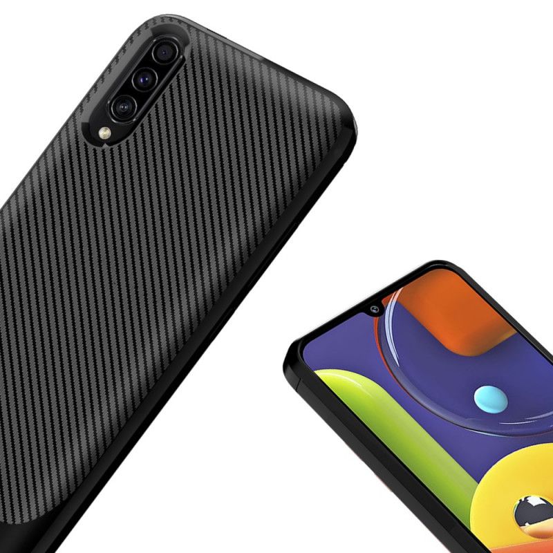 Hoesje Samsung Galaxy A50 Rood Zwart Moderne Flexibele Koolstofvezel