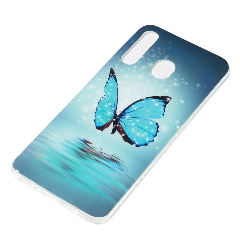 Hoesje Samsung Galaxy A50 Telefoonhoesje Fluorescerende Blauwe Vlinder