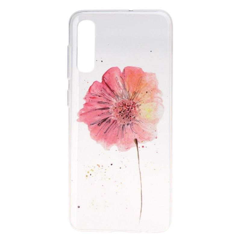 Hoesje Samsung Galaxy A50 Transparante Aquarel Klaproos