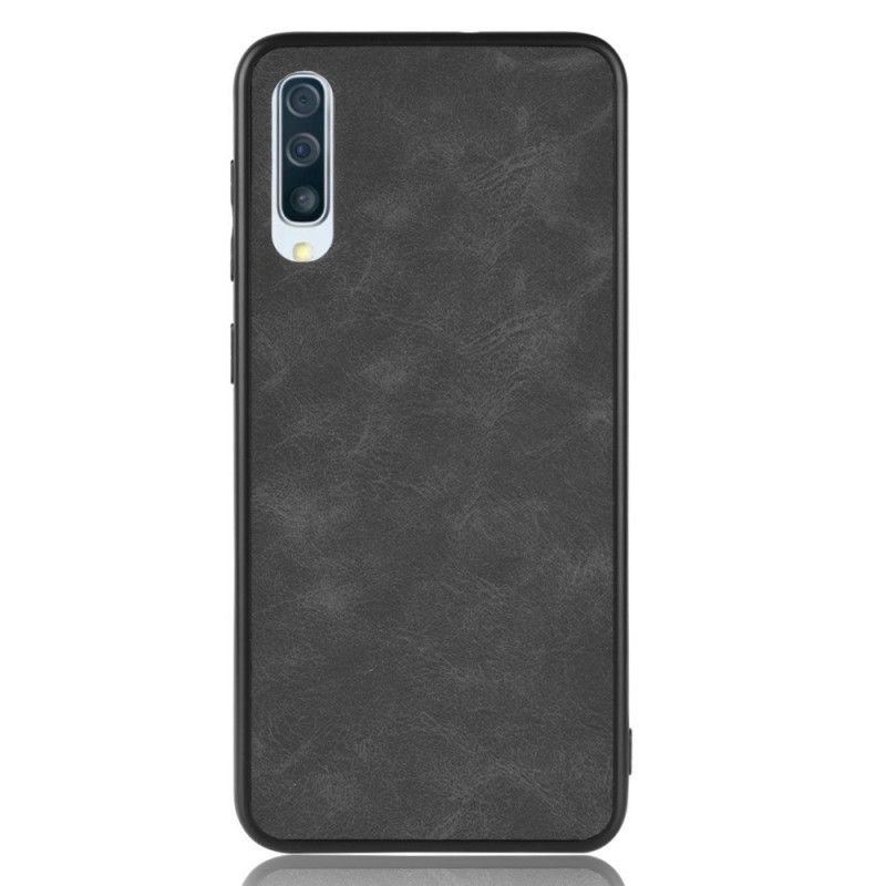 Hoesje voor Samsung Galaxy A50 Donkerblauw Zwart Vintage Look Leereffect