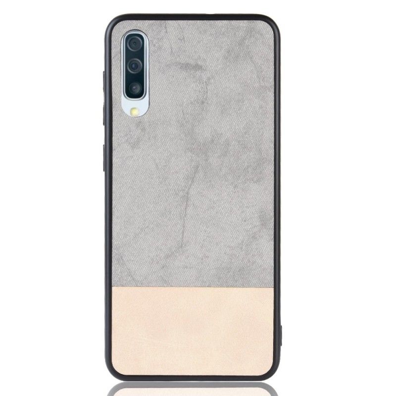 Hoesje voor Samsung Galaxy A50 Grijs Zwart Tweekleurig Kunstleer