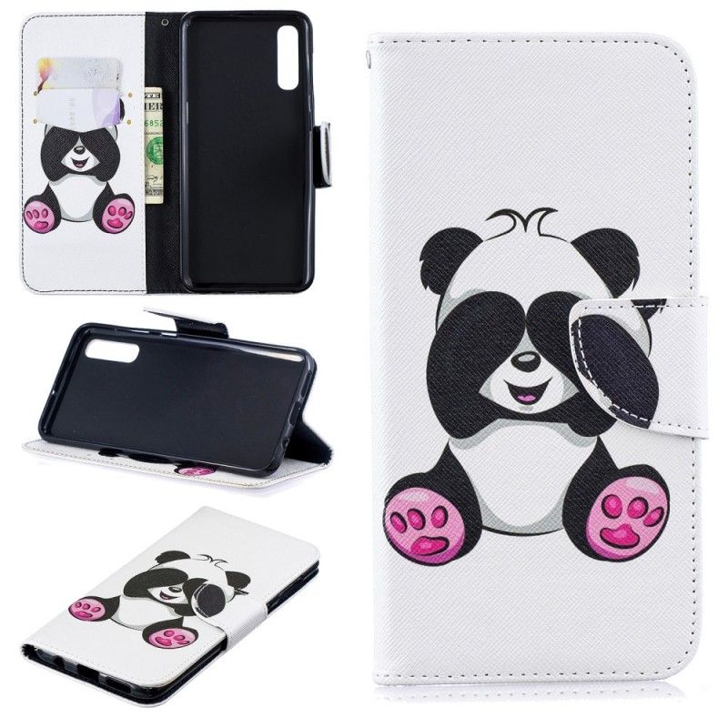 Leren Hoesje Samsung Galaxy A50 Leuke Panda