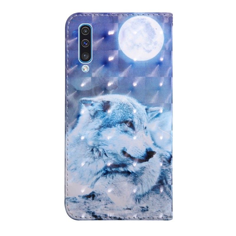 Leren Hoesje Samsung Galaxy A50 Maanlichtwolf