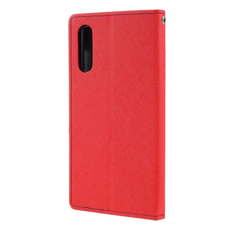 Leren Hoesje Samsung Galaxy A50 Magenta Rood Tweekleurig Kwik