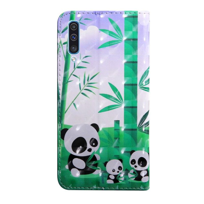 Leren Hoesje Samsung Galaxy A50 Pandafamilie