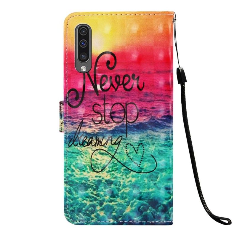 Leren Hoesje Samsung Galaxy A50 Stop Nooit Met Dromen