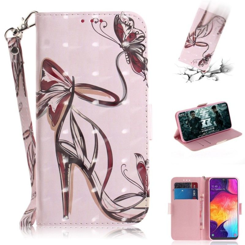 Leren Hoesje Samsung Galaxy A50 Telefoonhoesje Pumps Met Bandjes