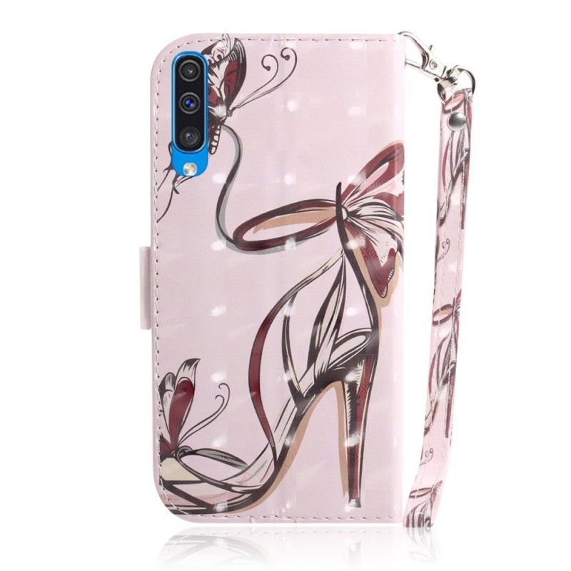 Leren Hoesje Samsung Galaxy A50 Telefoonhoesje Pumps Met Bandjes