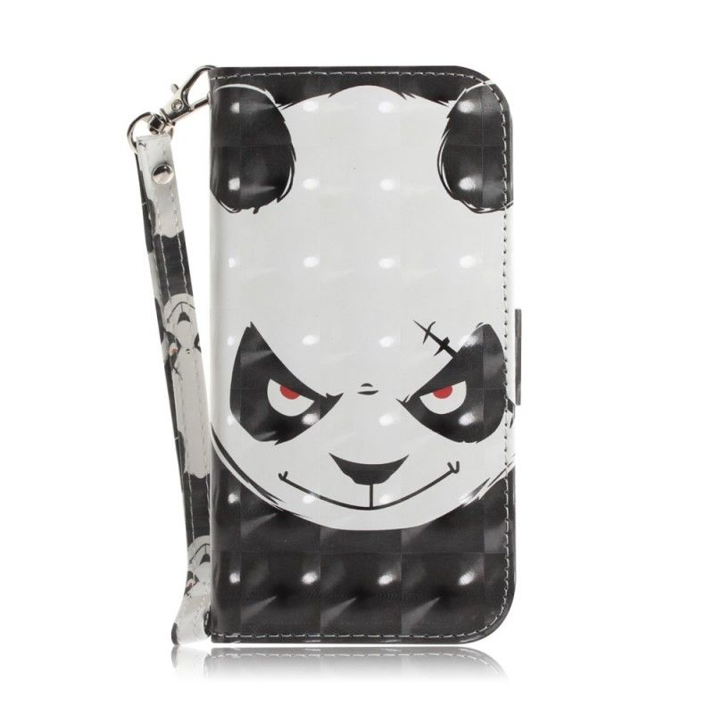 Leren Hoesje voor Samsung Galaxy A50 Boze Panda Met String