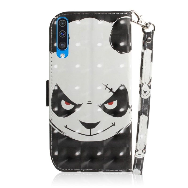 Leren Hoesje voor Samsung Galaxy A50 Boze Panda Met String