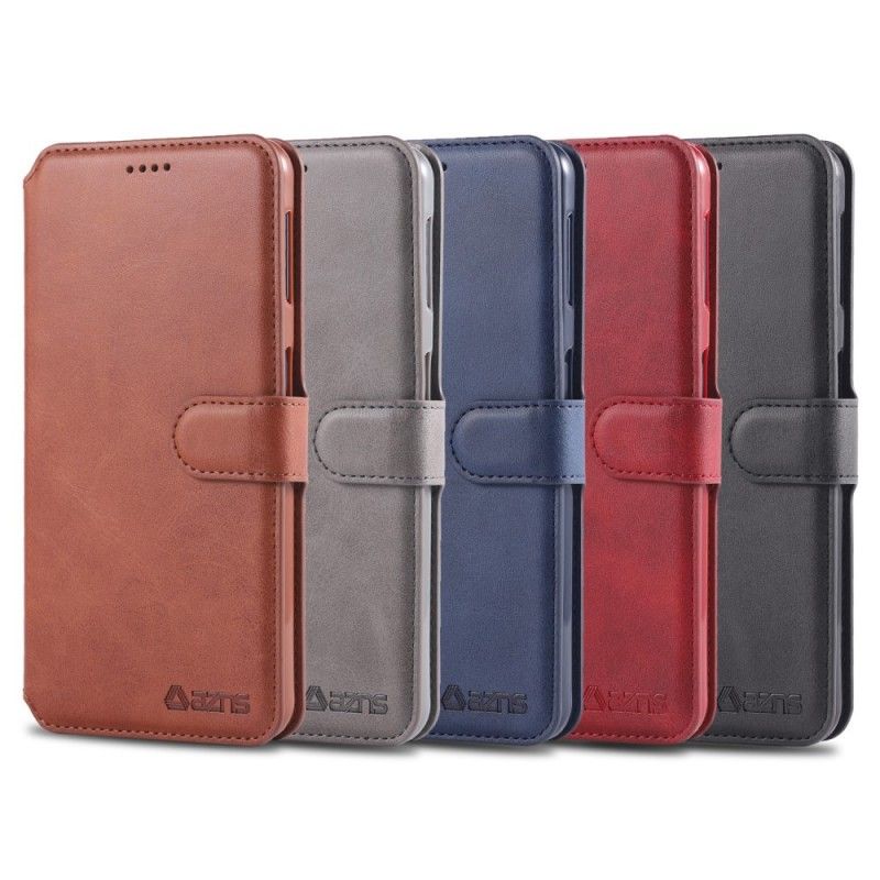 Leren Hoesje voor Samsung Galaxy A50 Grijs Zwart Retro Azns