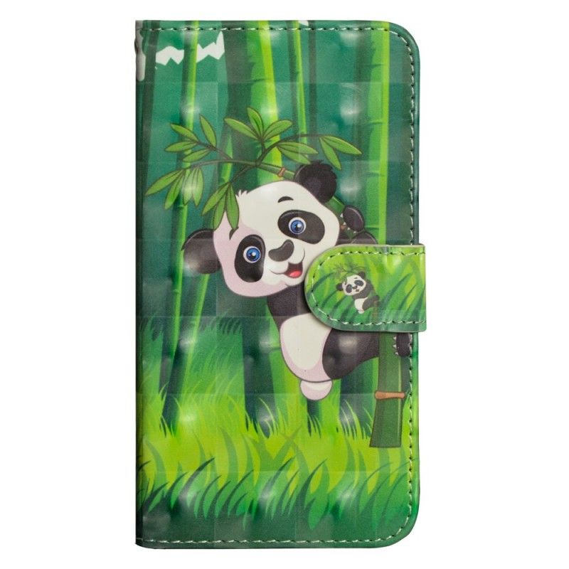 Leren Hoesje voor Samsung Galaxy A50 Panda En Bamboe