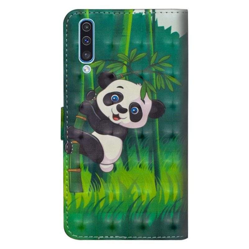 Leren Hoesje voor Samsung Galaxy A50 Panda En Bamboe