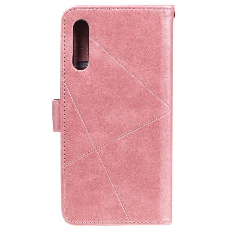 Leren Hoesje voor Samsung Galaxy A50 Rood Zwart Diamant Imitatieleer