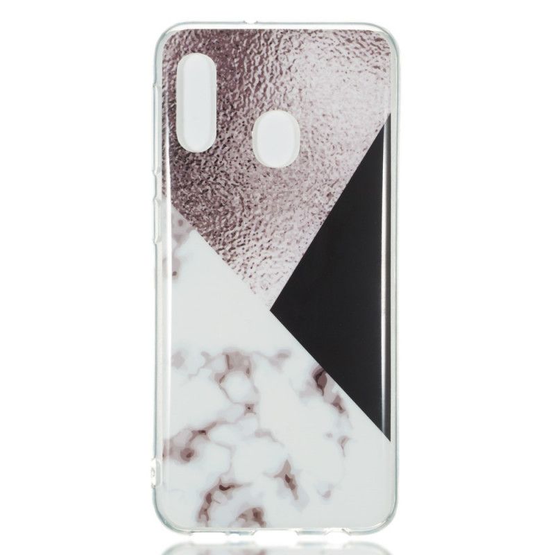 Case Hoesje Samsung Galaxy A20e Telefoonhoesje Paars Geometrie Marmereffect