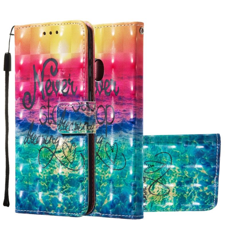 Cover Folio-hoesje Samsung Galaxy A20e Telefoonhoesje Stop Nooit Met Dromen