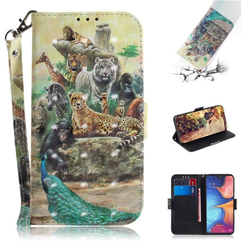 Cover Folio-hoesje Samsung Galaxy A20e Telefoonhoesje String Safari Dieren