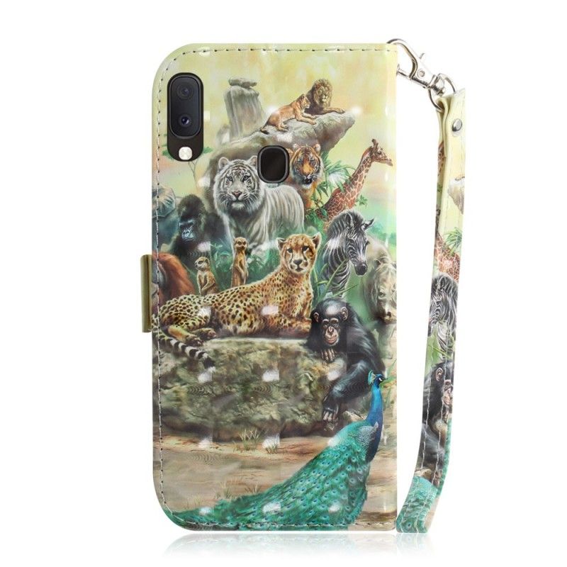 Cover Folio-hoesje Samsung Galaxy A20e Telefoonhoesje String Safari Dieren