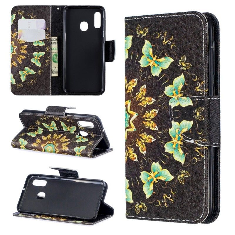 Cover Folio-hoesje Samsung Galaxy A20e Telefoonhoesje Vlinder Mandala