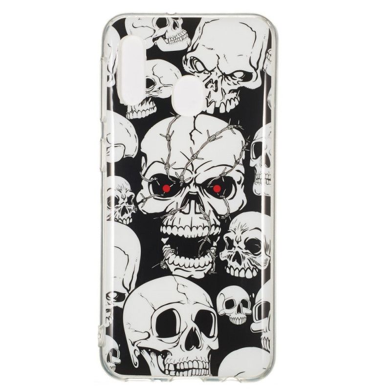 Cover Hoesje Samsung Galaxy A20e Telefoonhoesje Aandacht Fluorescerende Schedels