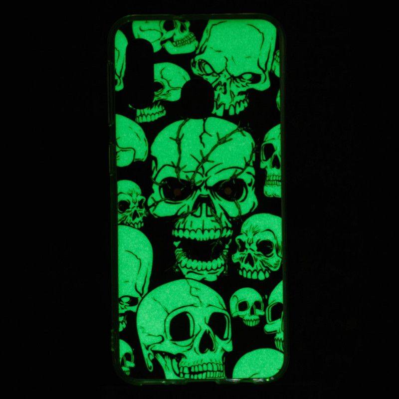 Cover Hoesje Samsung Galaxy A20e Telefoonhoesje Aandacht Fluorescerende Schedels