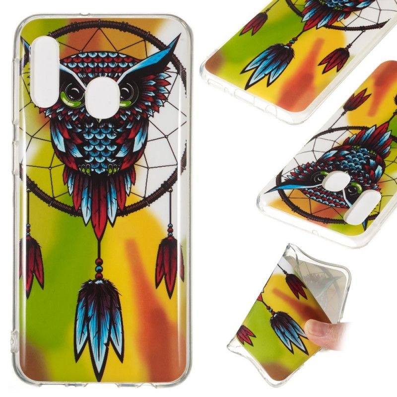 Cover Hoesje Samsung Galaxy A20e Telefoonhoesje Fluorescerende Uil Dromenvanger