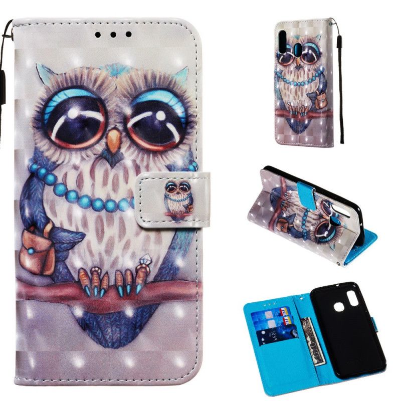 Flip Case Leren Samsung Galaxy A20e Juffrouw Uil