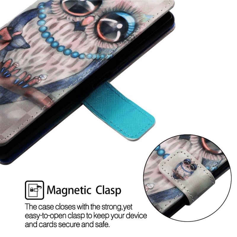 Flip Case Leren Samsung Galaxy A20e Juffrouw Uil