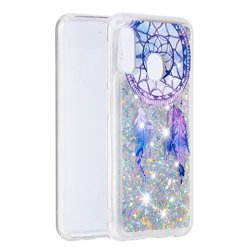 Hoesje Samsung Galaxy A20e Blauwe Glitter Dromenvanger