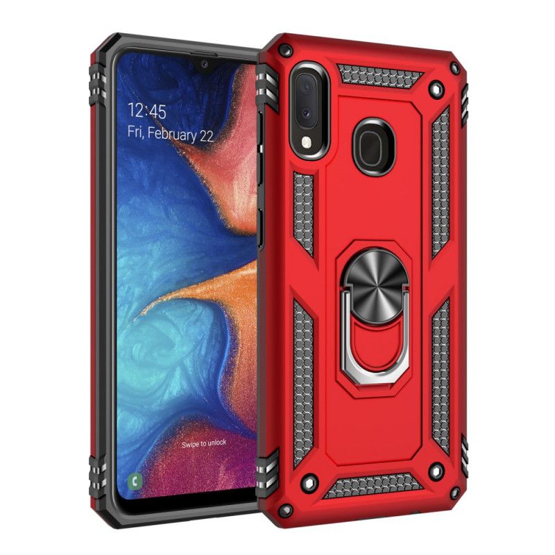 Hoesje Samsung Galaxy A20e Donkerblauw Rood Premium Ring