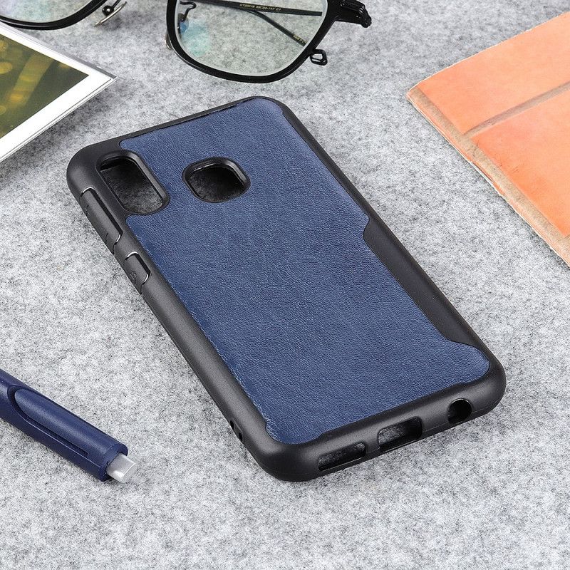 Hoesje Samsung Galaxy A20e Donkerblauw Zwart Bies Met Gematteerd Leereffect