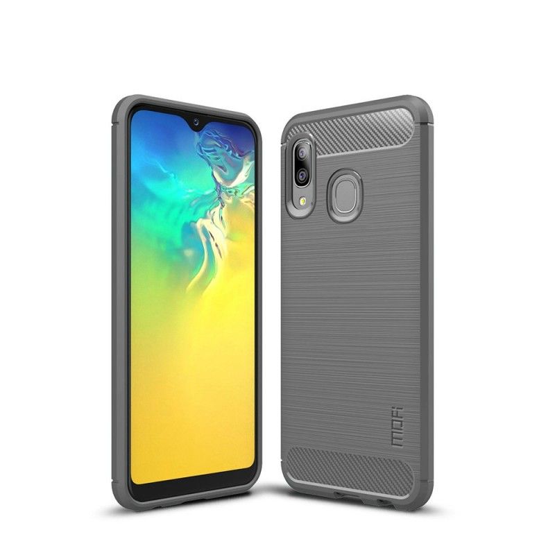 Hoesje Samsung Galaxy A20e Grijs Zwart Mofi Geborsteld Koolstofvezel