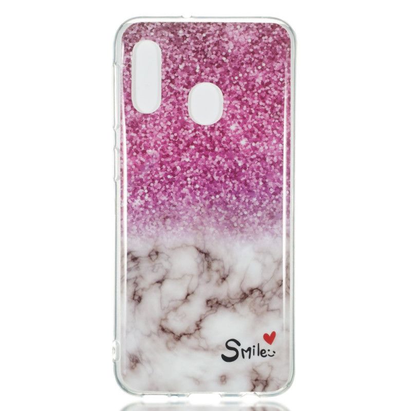 Hoesje Samsung Galaxy A20e Marmeren Glitter En Glimlach