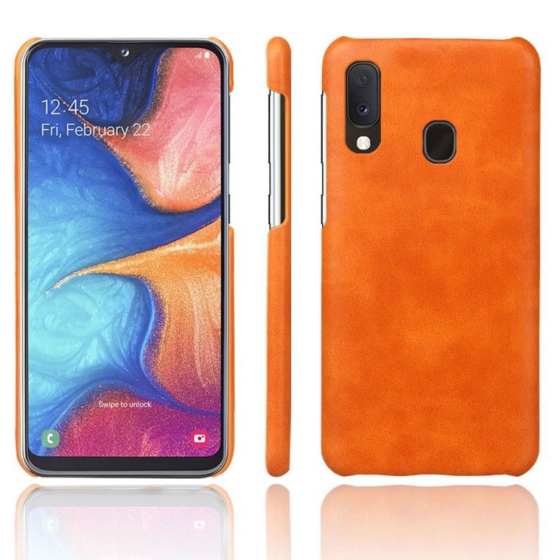 Hoesje Samsung Galaxy A20e Oranje Rood Prestatie Lychee Leereffect