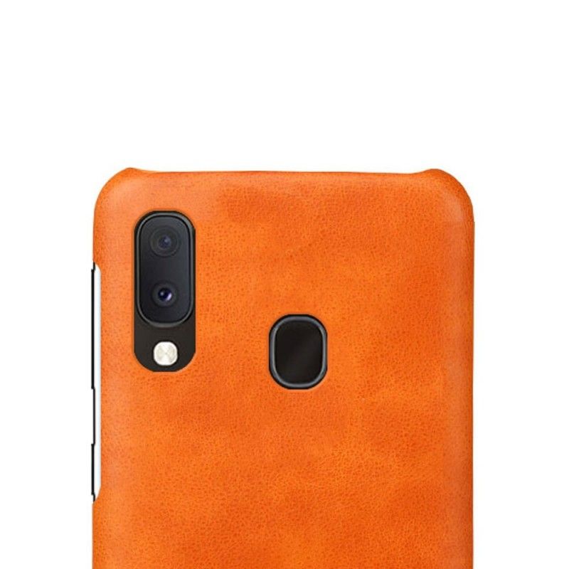 Hoesje Samsung Galaxy A20e Oranje Rood Prestatie Lychee Leereffect