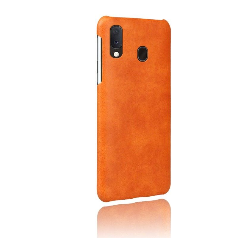 Hoesje Samsung Galaxy A20e Oranje Rood Prestatie Lychee Leereffect