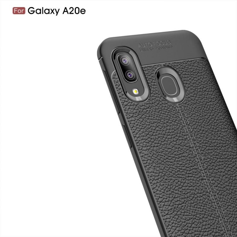 Hoesje Samsung Galaxy A20e Rood Zwart Dubbellijns Lychee Leereffect