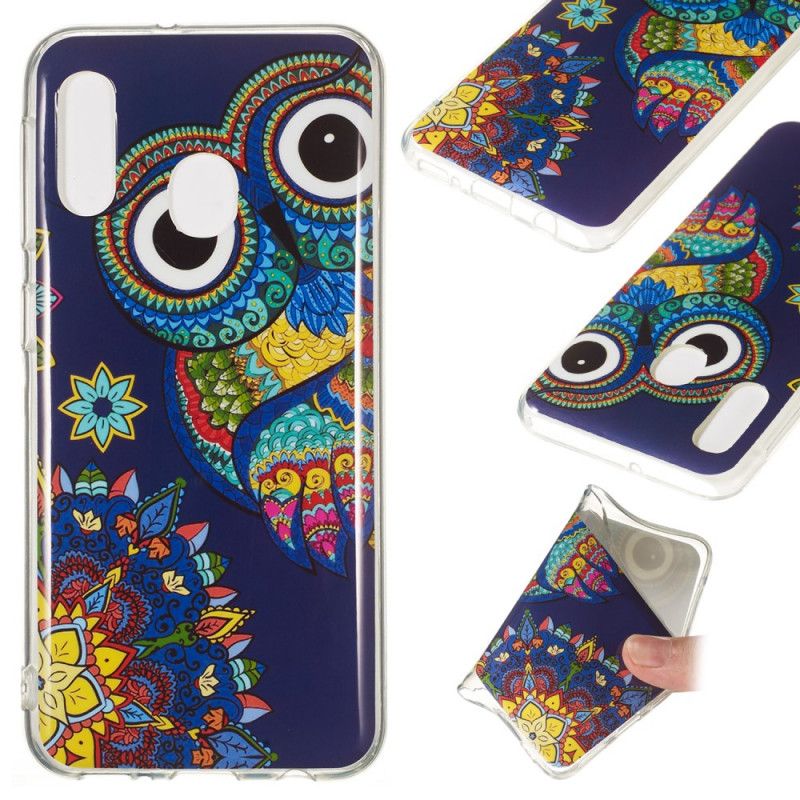 Hoesje Samsung Galaxy A20e Telefoonhoesje Fluorescerende Mandala-Uil