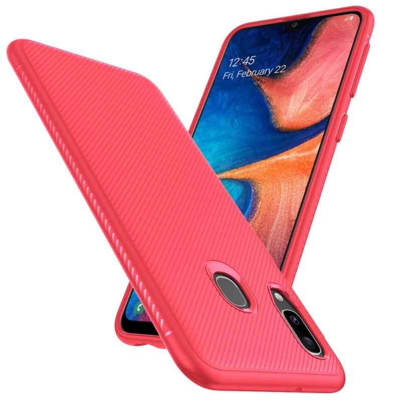 Hoesje voor Samsung Galaxy A20e Donkerblauw Zwart Keperstof Van Koolstofvezel