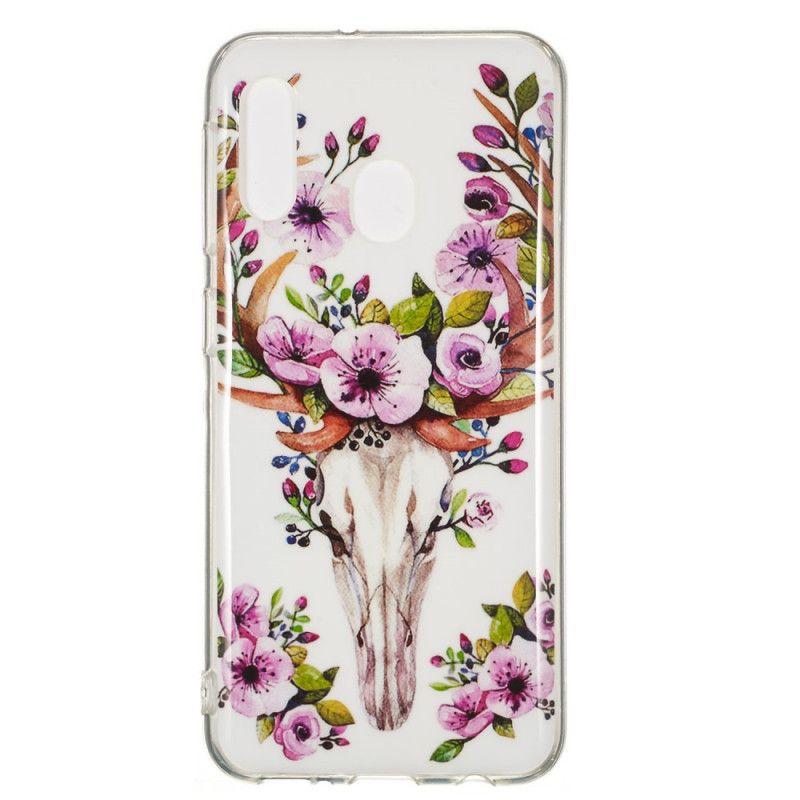 Hoesje voor Samsung Galaxy A20e Eland Met Fluorescerende Bloemen