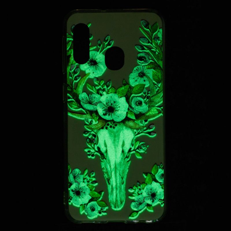 Hoesje voor Samsung Galaxy A20e Eland Met Fluorescerende Bloemen