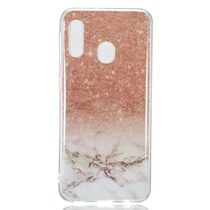 Hoesje voor Samsung Galaxy A20e Wit Zwart Marmeren Glitter