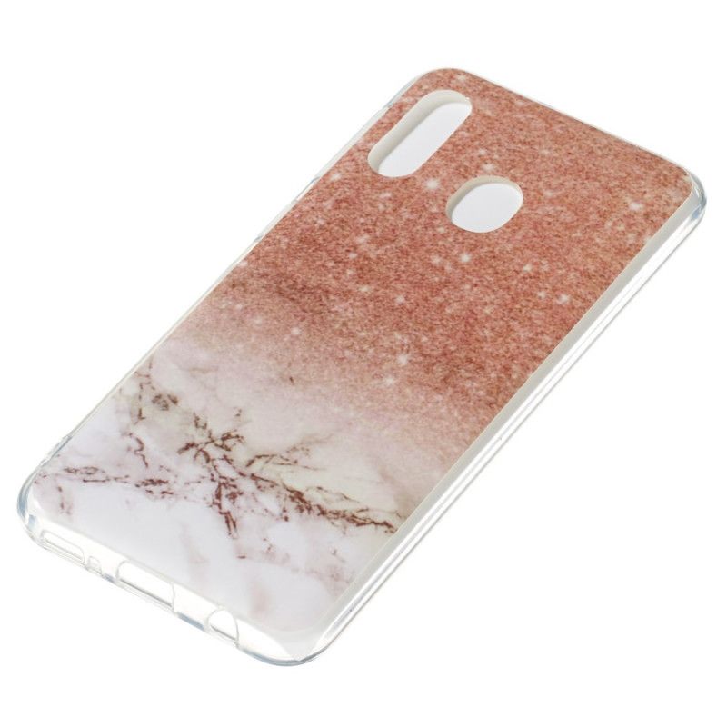 Hoesje voor Samsung Galaxy A20e Wit Zwart Marmeren Glitter