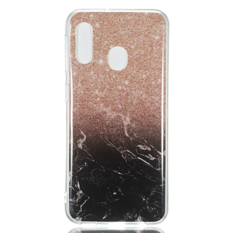 Hoesje voor Samsung Galaxy A20e Wit Zwart Marmeren Glitter