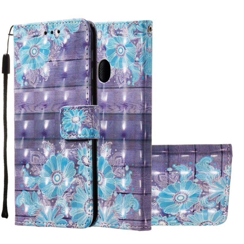 Leren Hoesje Samsung Galaxy A20e Blauwe Bloemen