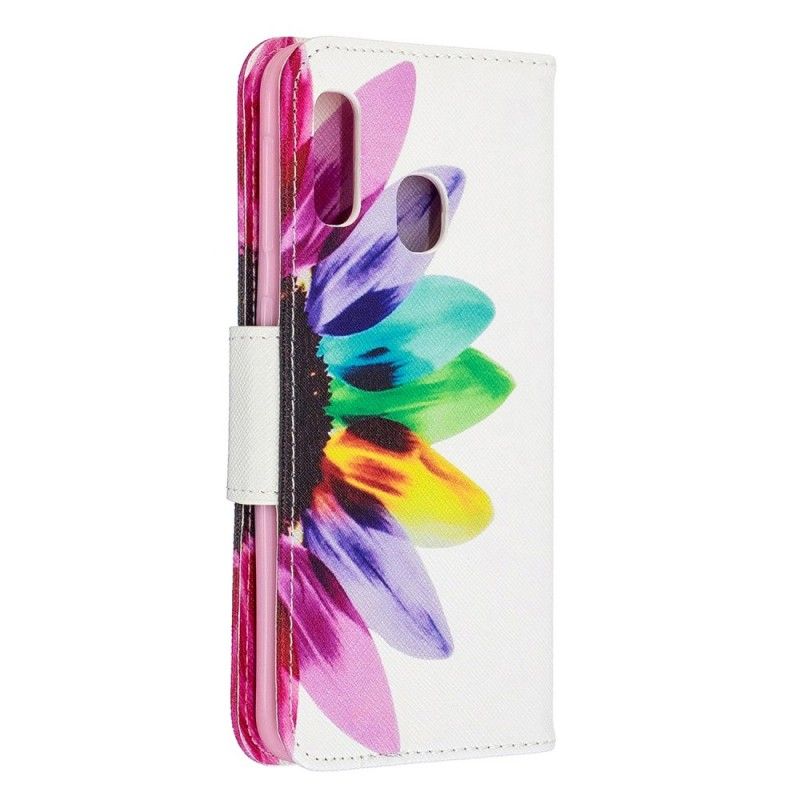 Leren Hoesje Samsung Galaxy A20e Telefoonhoesje Aquarelbloem