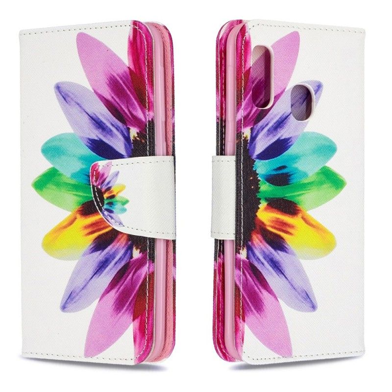 Leren Hoesje Samsung Galaxy A20e Telefoonhoesje Aquarelbloem