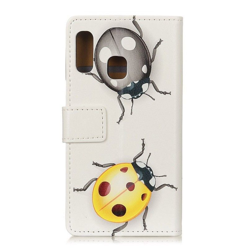 Leren Hoesje Samsung Galaxy A20e Telefoonhoesje Lieveheersbeestjes